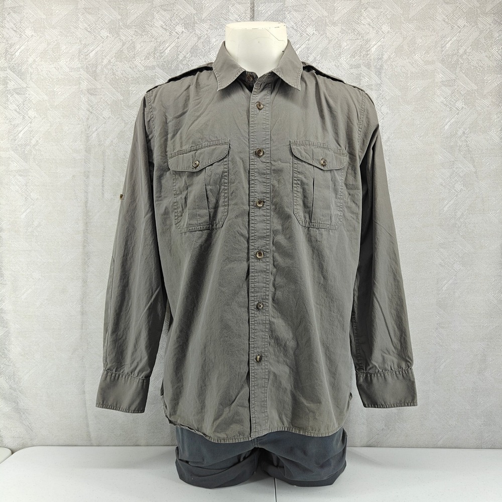 Filson Expedition Shirt Mens Large Olive Button Long Sleeve Lightweight Cotton